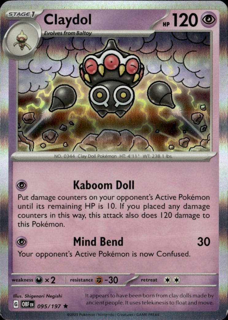 SV03 Obsidian Flames Holo Pokemon #095/197 Claydol