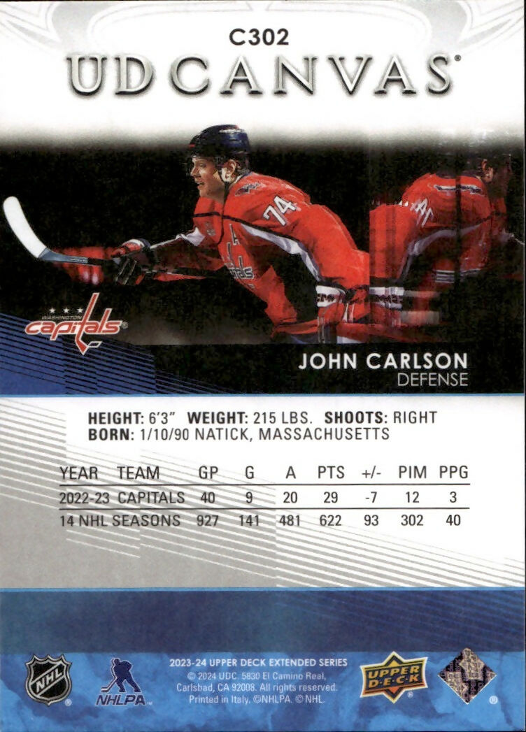 2023-24 Upper Deck Extended Series Hockey - UD Canvas - #C302 John Carlson - Washington Capitals - B