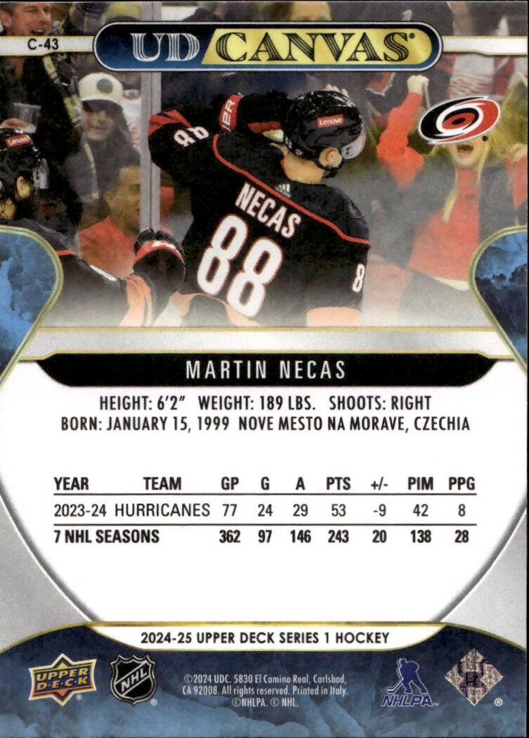 2024-25 Upper Deck Series 1 Hockey - UD Canvas #C-43 Martin Necas - Carolina Hurricanes - B