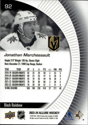 2023-24 Upper Deck Allure Hockey - Base - Black Rainbow #92 Jonathan Marchessault - Vegas Golden Knights - B