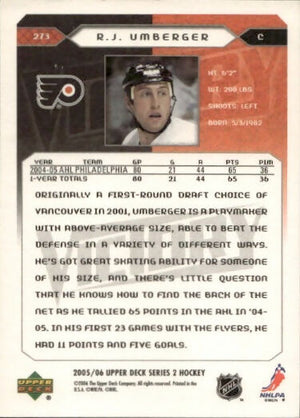 2005-06 Upper Deck Victory Hockey - Base #273 R.J. Umberger - Philadelphia Flyers - B