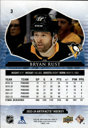 2023-24 Upper Deck Artifacts Hockey - Base #3 Bryan Rust - Pittsburgh Penguins