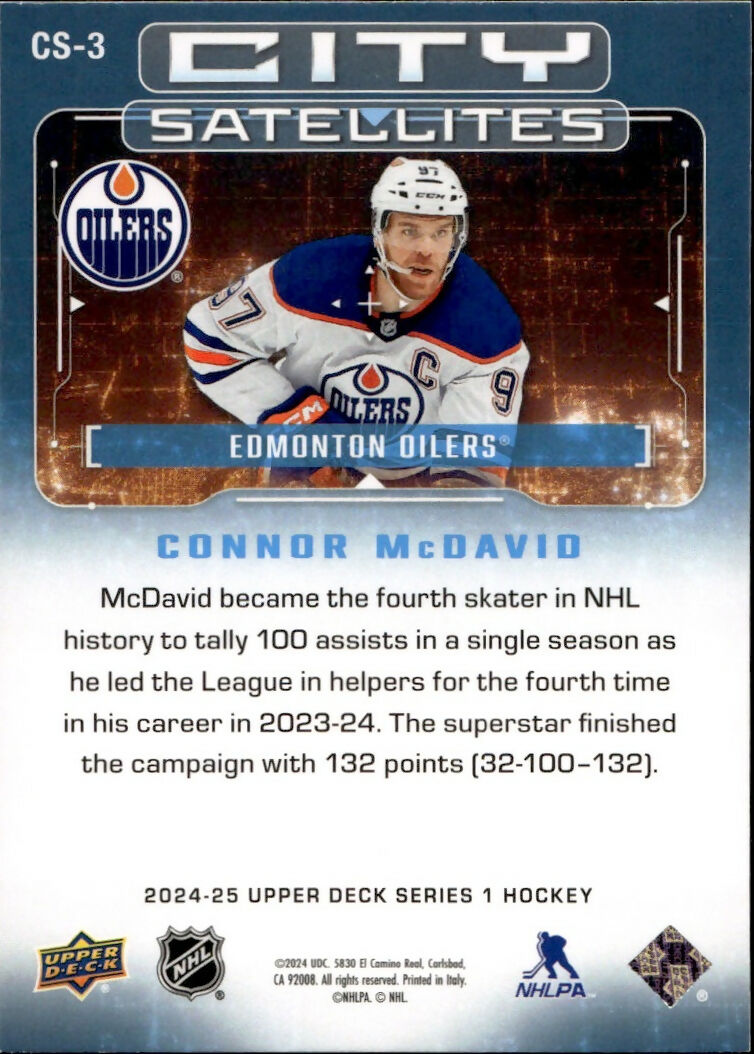 2024-25 Upper Deck Series 1 Hockey - City Satellites - Speckle #CS-3 Connor McDavid - Edmonton Oilers - B