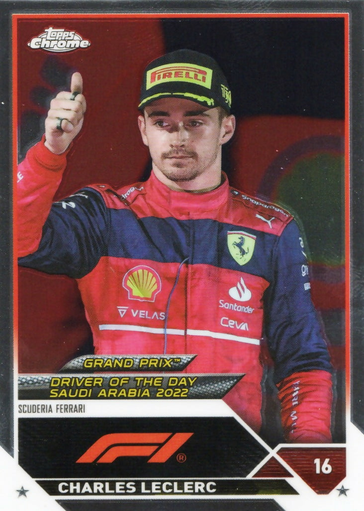 2023 Topps Chrome Formula 1 Base #167 - Grand Prix Driver Of The Day Charles LeClerc - Scuderia Ferrari - A
