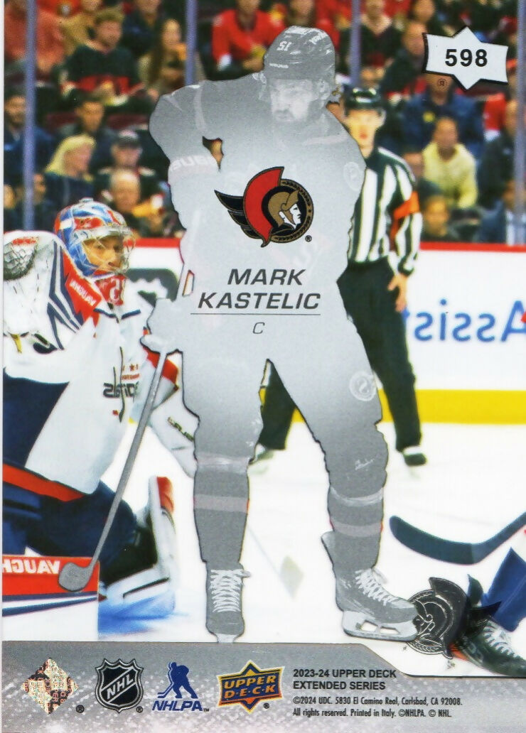 2023-24 Upper Deck Extended Series Hockey - Base - Clear Cut #598 Mark Kastelic - Ottawa Senators - B