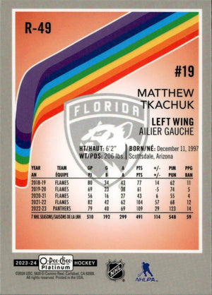 2023-24 Upper Deck O-Pee Chee Platinum Hockey - Retro #R-49 Matthew Tkachuk - Florida Panthers - B