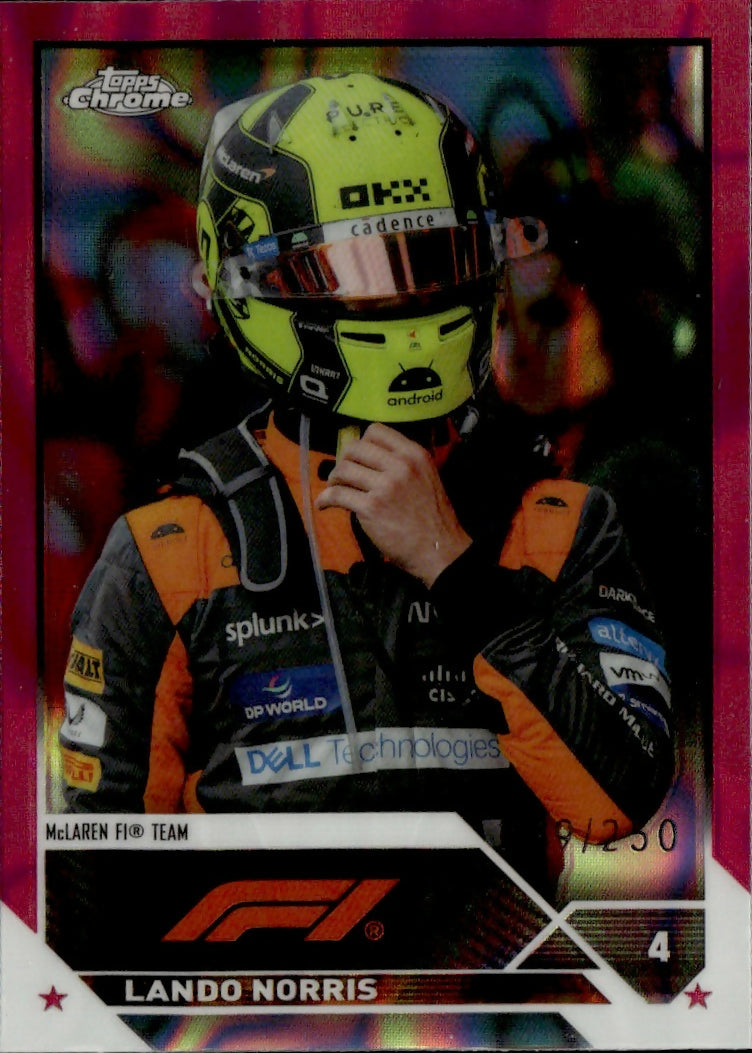 2023 Topps Chrome Formula 1 Base #26 - F1 Drivers - Refractor - Pink Lava Lando Norris - McLaren F1 Team - A
