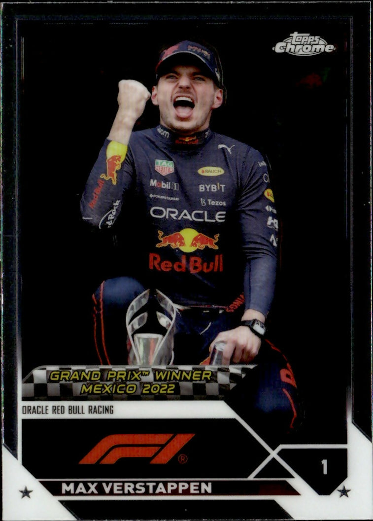 2023 Topps Chrome Formula 1 Base #163 - Grand Prix Winners Max Verstappen - Oracle Red Bull Racing - A