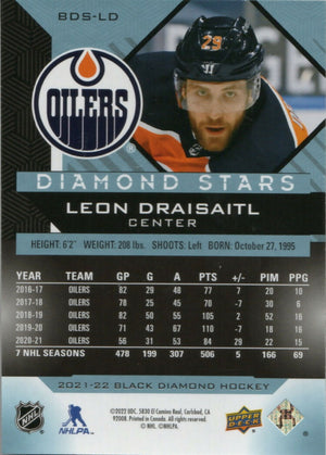 2021-22 Upper Deck Black Diamond - Diamond Stars :249 #BDS-LD Leon Draisaitl - Edmonton Oilers - B