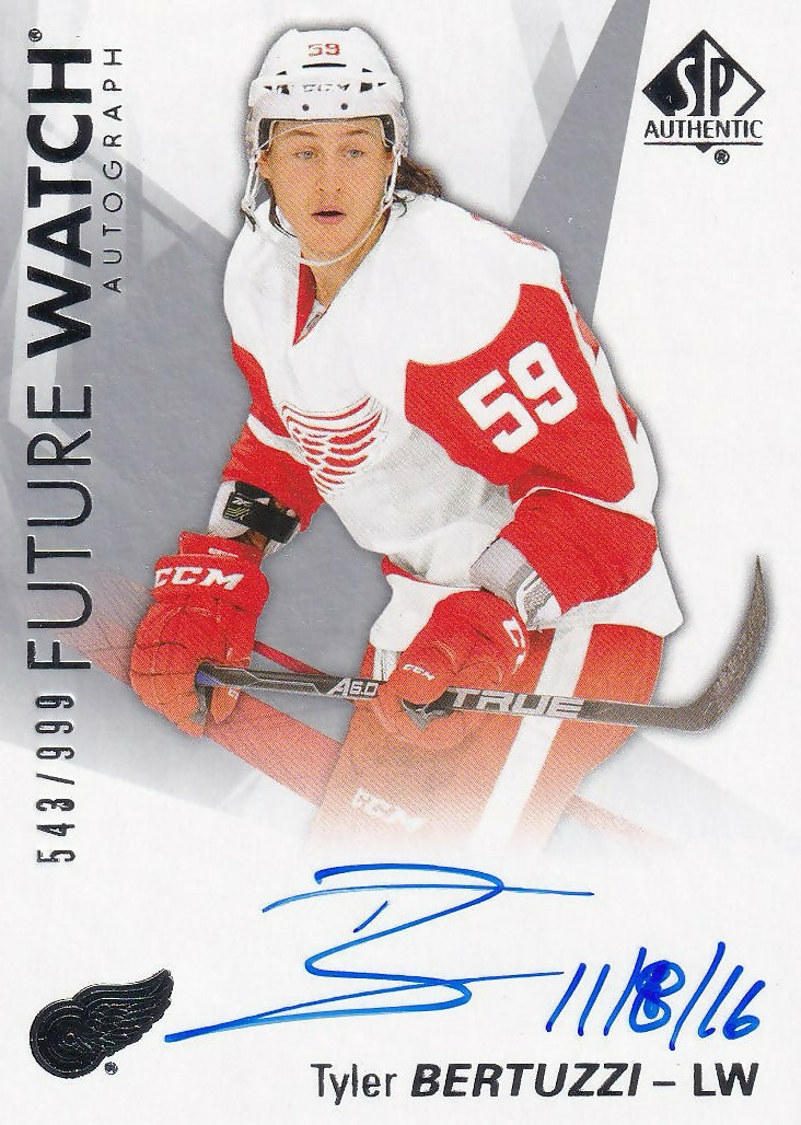 2016-17 SP Authentic Auto #187 Tyler Bertuzzi Detroit Red Wings Rookie