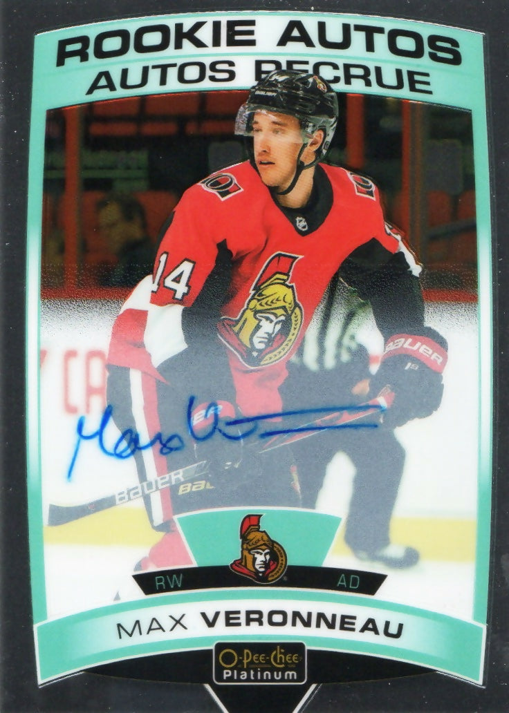 2019-20 Upper Deck O-Pee-Chee Platinum Hockey - Marquee Rookies - Auto /99 #R-MV Max Veronneau - Ottawa Senators