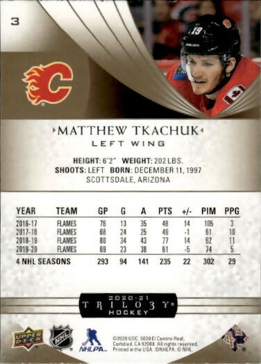 2020-21 Upper Deck Trilogy Hockey - Base #3 Matthew Tkachuk - Calgary Flames