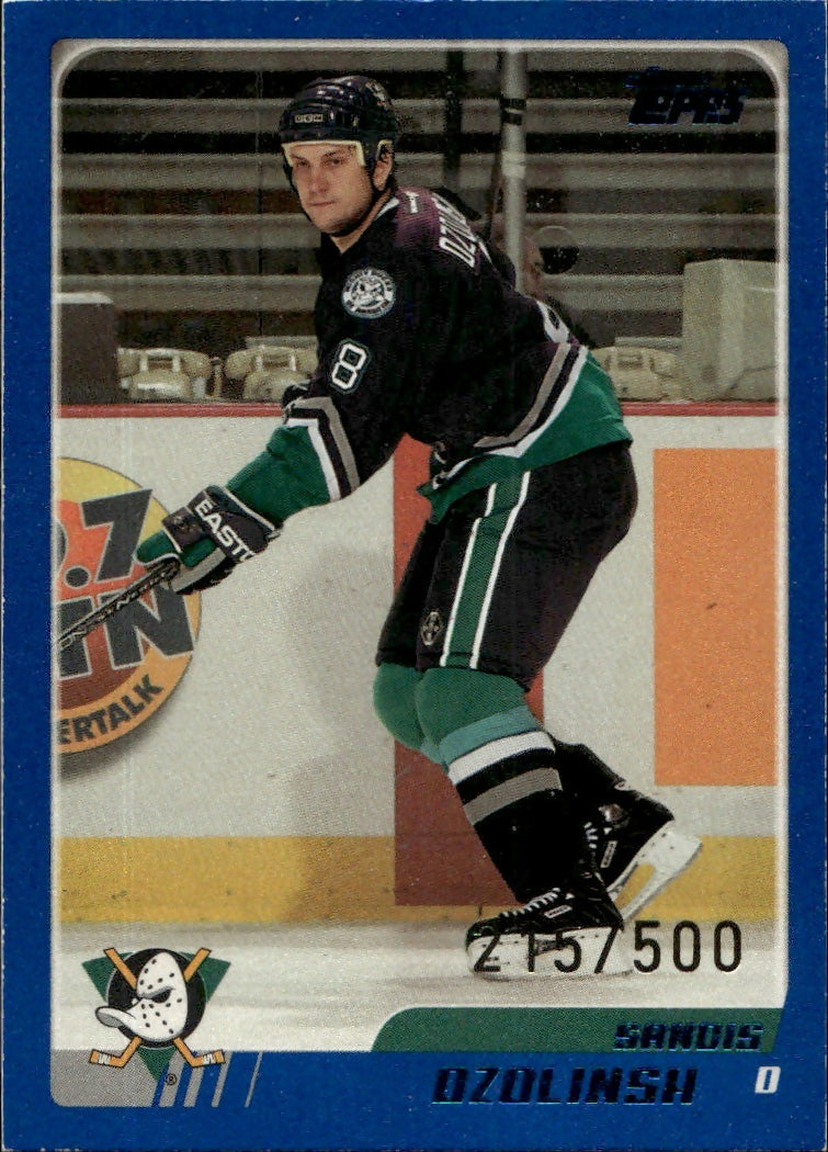 2003-04 O-Pee-Chee - Base - Blue :500 #154 Sandis Ozolinsh - Mighty Ducks of Anaheim - A