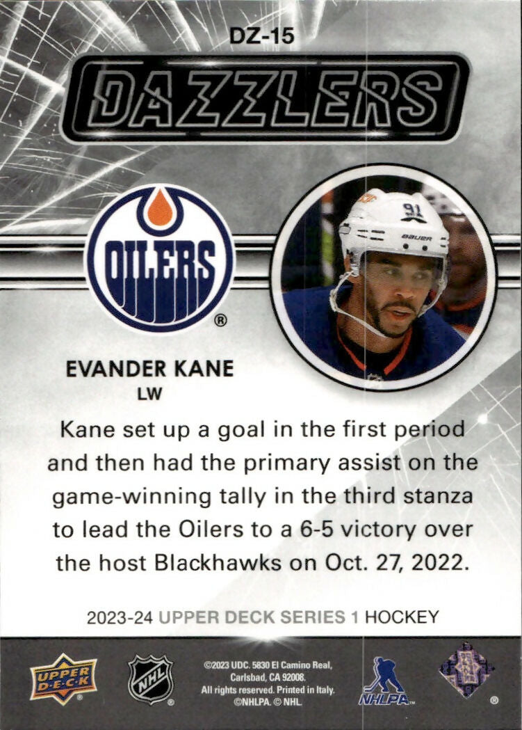 2023-24 Upper Deck Series 1 Hockey - Dazzlers - Orange #DZ-15 Evander Kane - Edmonton Oilers