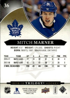 2018-19 Upper Deck Trilogy Hockey - Base #36 Mitch Marner - Toronto Maple Leafs