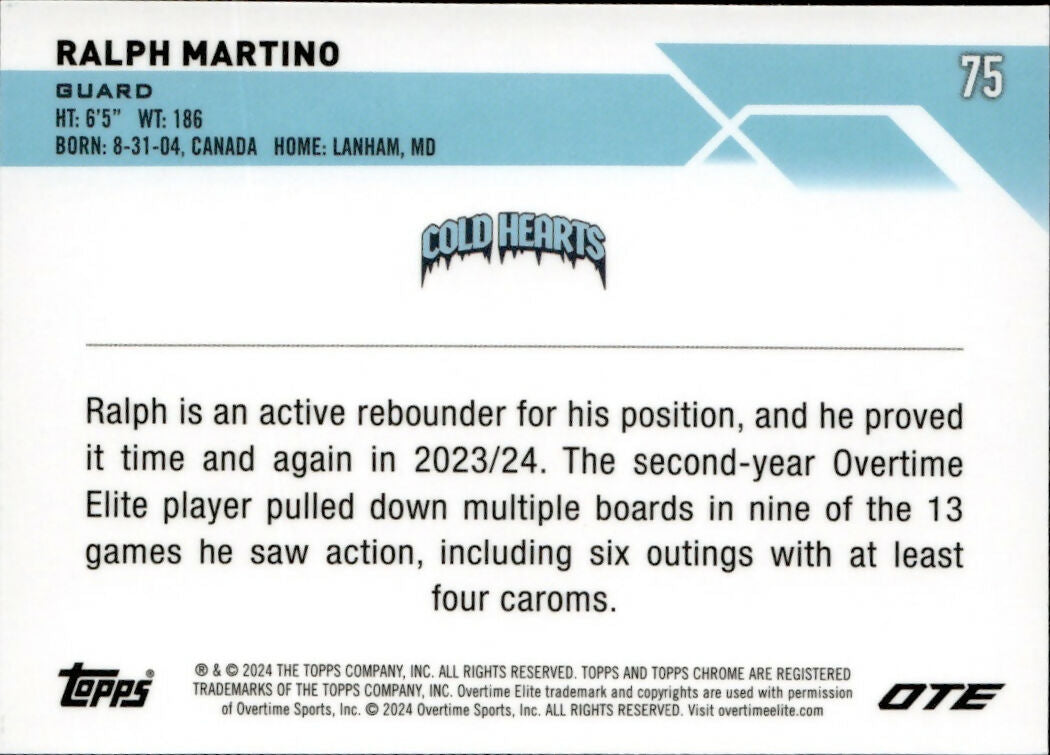 2023-24 Topps Chrome OTE Overtime Elite - Base #75 Ralph Martino - Cold Hearts - B