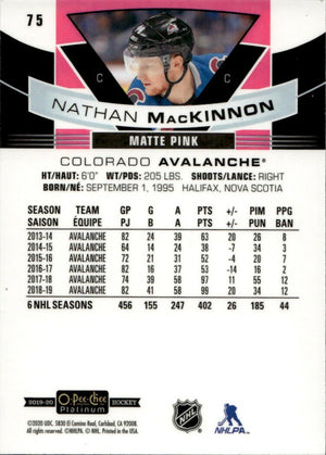 2019-20 Upper Deck O-Pee-Chee Platinum - Base - Matte Pink #75 Nathan MacKinnon - Colorado Avalanche - B