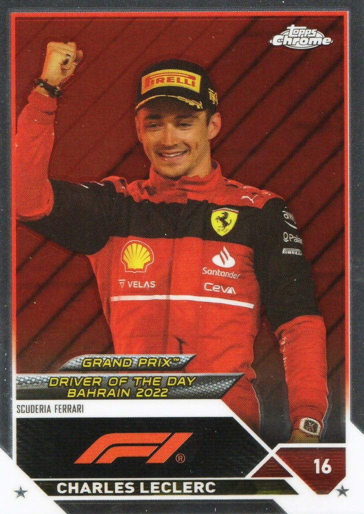 2023 Topps Chrome Formula 1 Base #166 - Grand Prix Driver Of The Day Charles LeClerc - Scuderia Ferrari - A