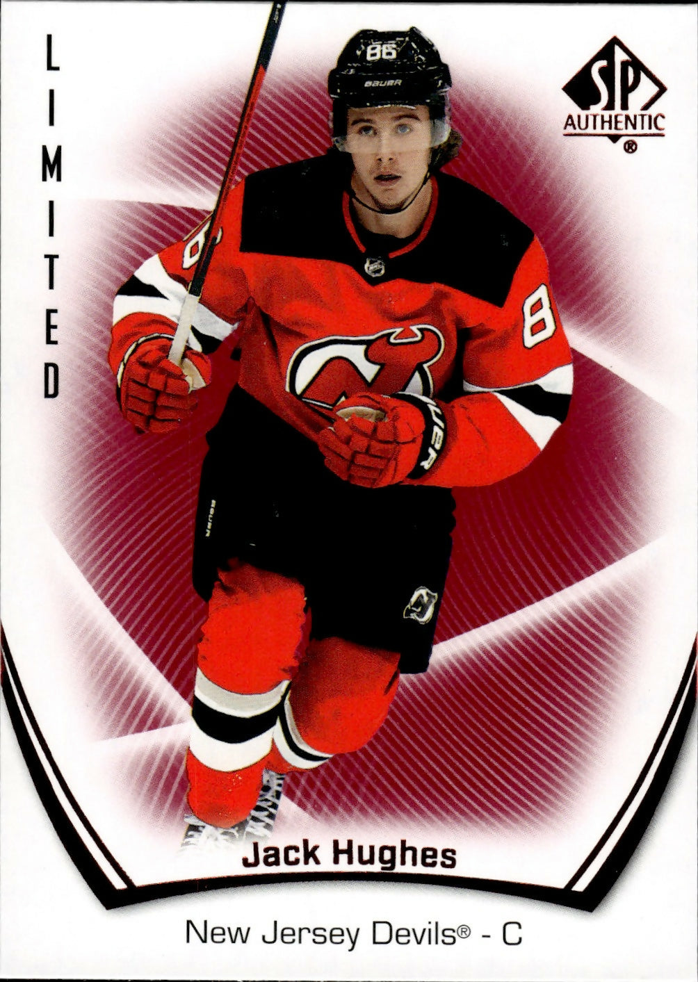 2021-22 Upper Deck SP Authentic Hockey - Base - Red #49 Jack Hughes - New Jersey Devils