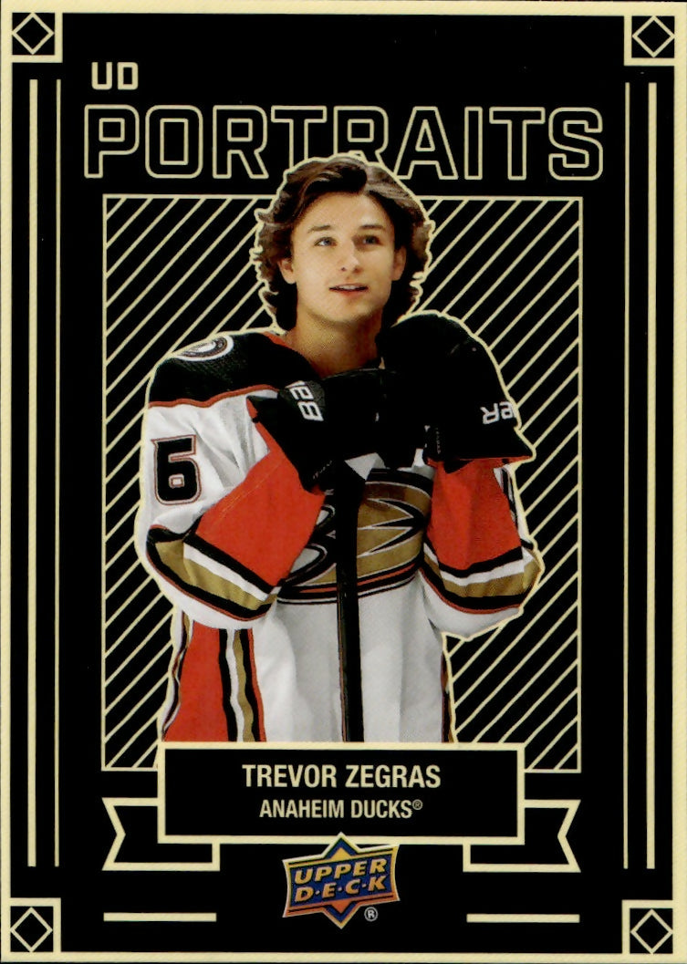 2022-23 Upper Deck Series 1 Hockey - Portraits #P-20 Trevor Zegras - Anaheim Ducks - A