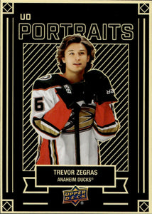 2022-23 Upper Deck Series 1 Hockey - Portraits #P-20 Trevor Zegras - Anaheim Ducks - A