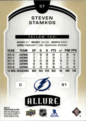 2020-21 Upper Deck Allure Hockey - Base - Yellow Taxi #57 Steven Stamkos - Tampa Bay Lightning - B