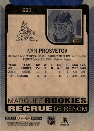 2021-22 Upper Deck Series 2 - O-Pee-Chee Update - Blue Border #631 Ivan Prosvetov - Arizona Coyotes - B