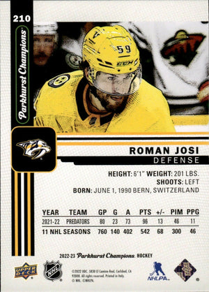 2022-23 Upper Deck Parkhurst Champions - Base #210 Roman Josi - Nashville Predators