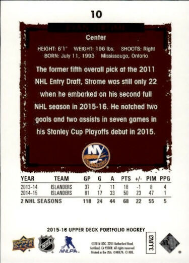 2015-16 Upper Deck Portfolio Hockey - Base #10 Ryan Strome - New York Islanders