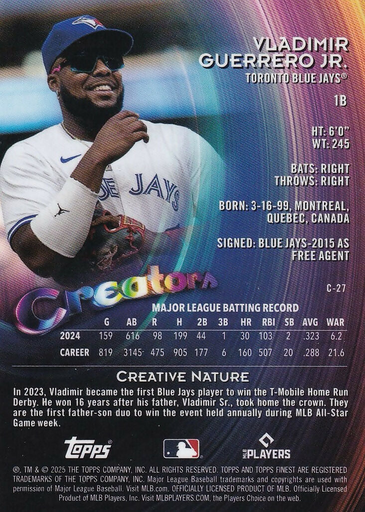 2025 Finest Creators #C-27 Vladimir Guerrero Jr. Toronto Blue Jays