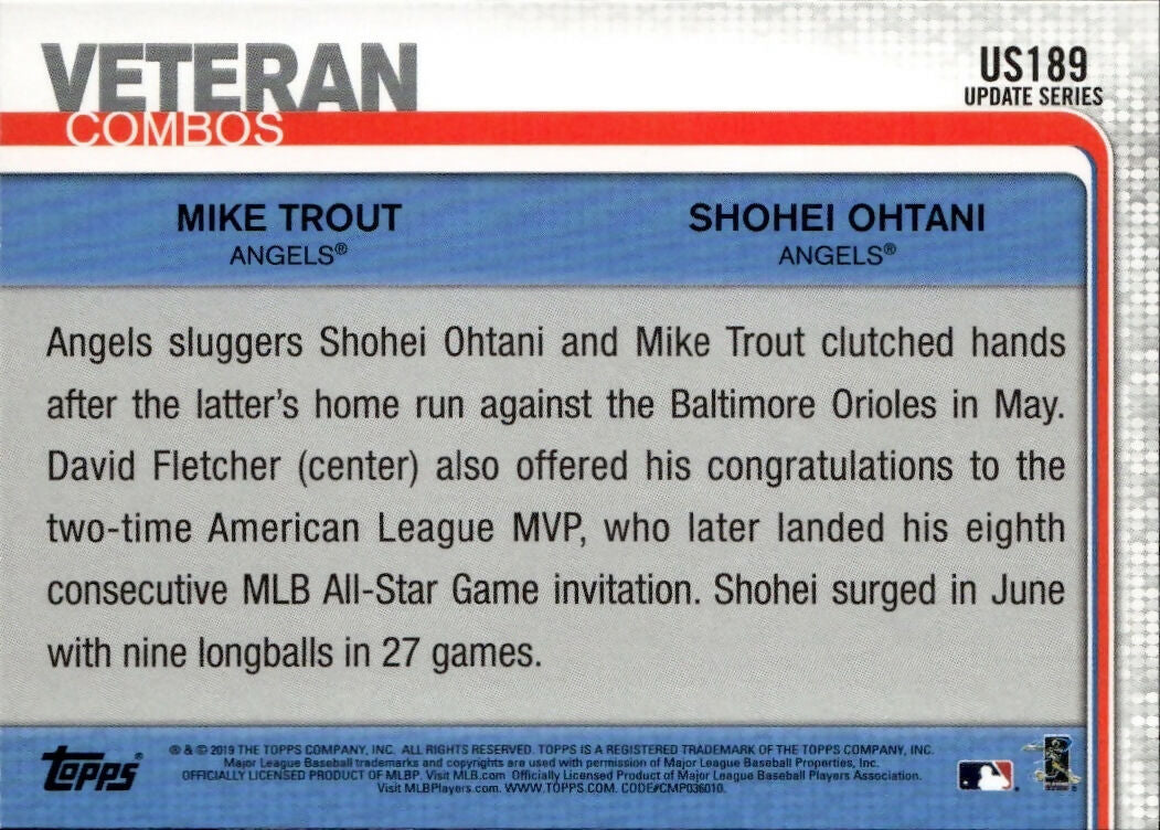 2019 Topps Update #US189 Pacific Power (Shohei Ohtani / Mike Trout) Los Angeles Angels