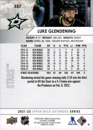 2021-22 Upper Deck Extended Series Hockey - Base #557 Luke Glendening - Dallas Stars