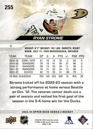 2023-24 Upper Deck Series 2 Hockey - Base #255 Ryan Strome - Anaheim Ducks - B