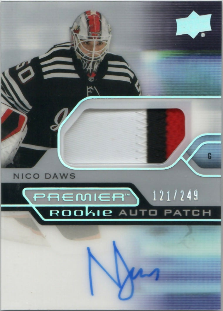 2021-22 Upper Deck Premier Hockey - Rookie - Patch - Auto :249 #AR-ND Nico Daws - New Jersey Devils - A