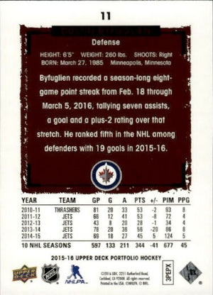 2015-16 Upper Deck Portfolio Hockey - Base #11 Dustin Byfuglien - Winnipeg Jets