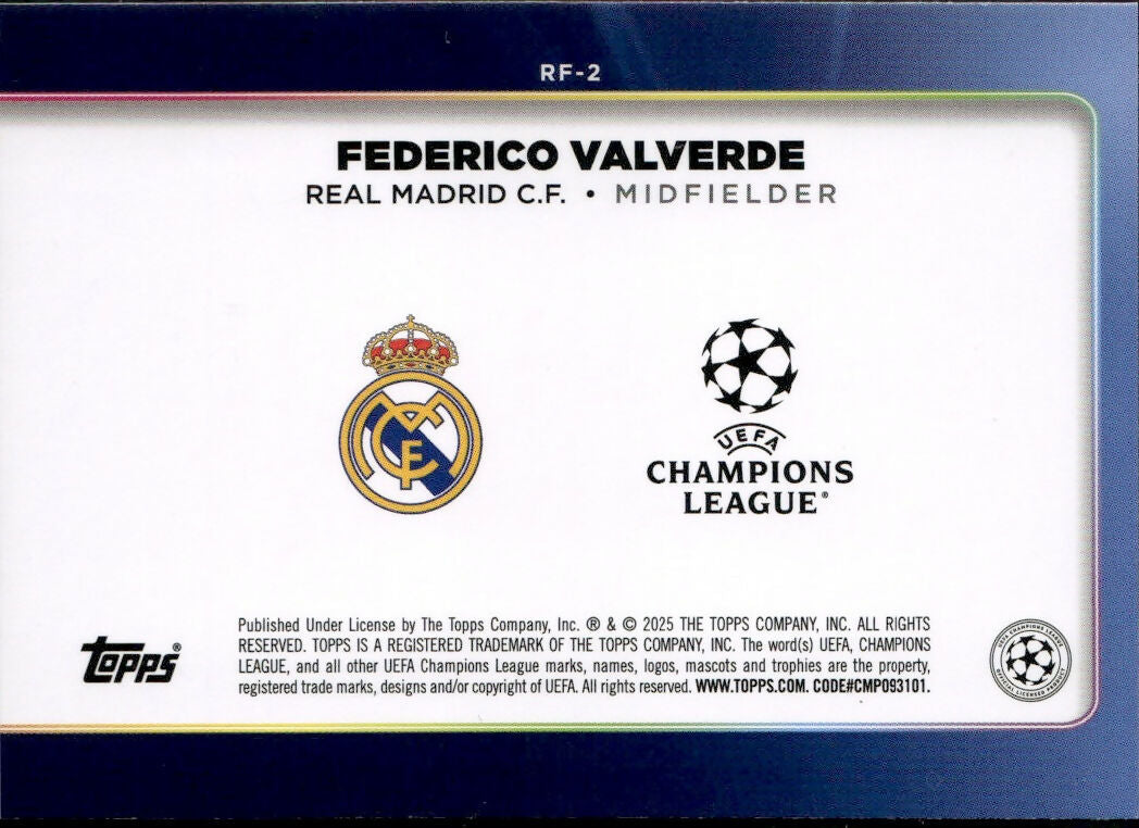 2024-25 Topps UEFA Club Competitions - Trophy Chasers #RF-2 Federico Valverde - Real Madrid C.F. - B