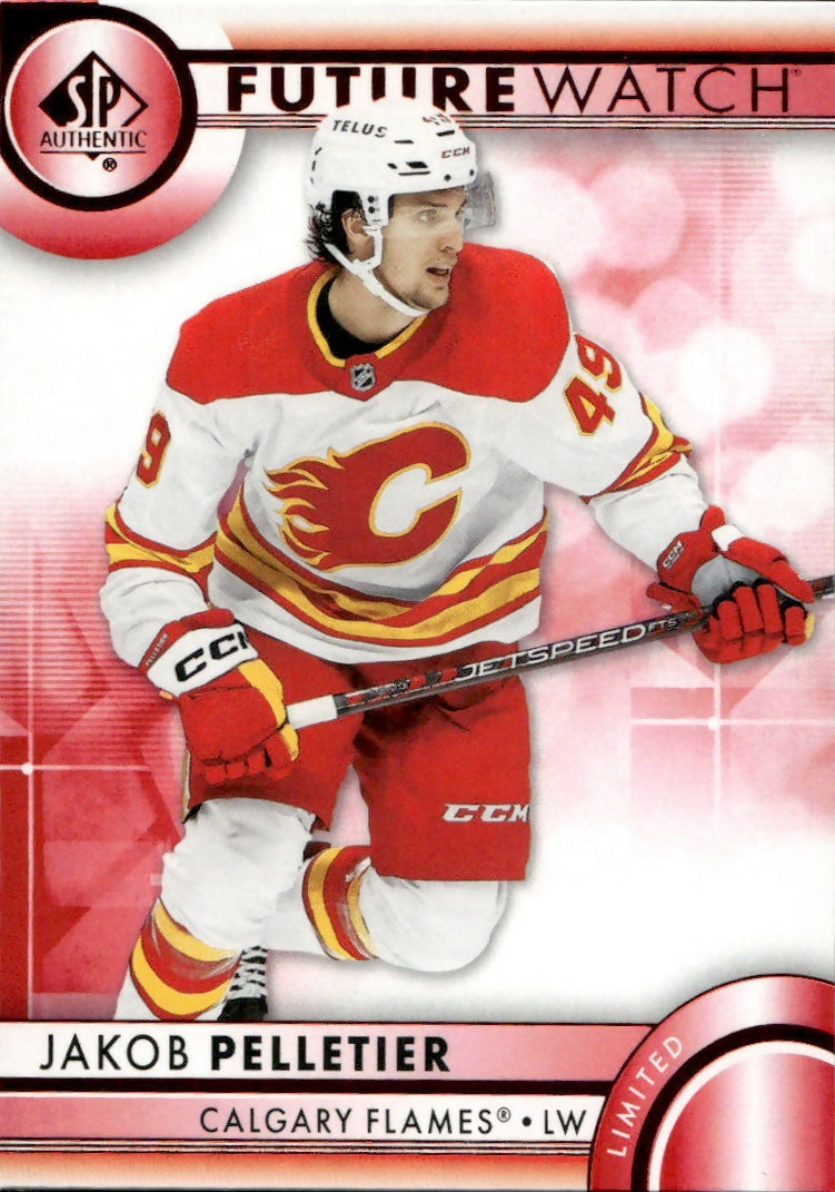 2023-24 Upper Deck SP Authentic Hockey - Base - Red Limited #114 Jakob Pelletier - Calgary Flames - A
