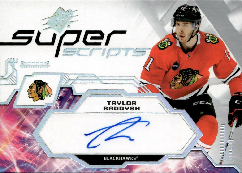 2023-24 Upper Deck SPX Hockey - Super Scripts #SS-TR Taylor Raddysh - Chicago Blackhawks - A