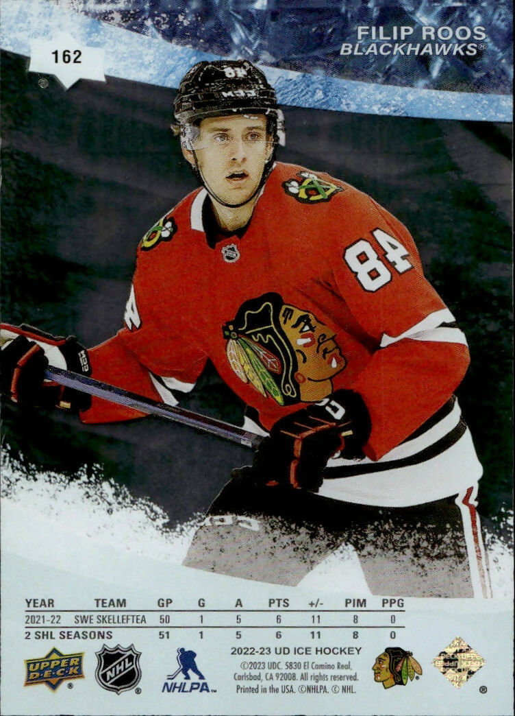 2023-24 Upper Deck Ice Hockey - Base - Premiers - Green :599 #162 Filip Roos - Chicago Blackhawks - B