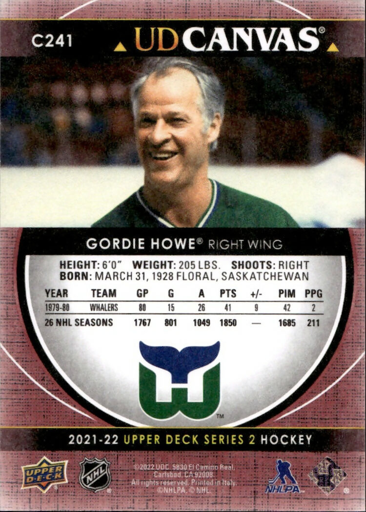 2021-22 Upper Deck Series 2 Hockey - UD Canvas #C241 Gordie Howe - Hartford Whalers - B