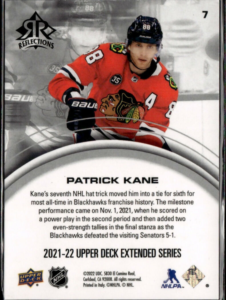 2021-22 Upper Deck Extended Series Hockey - Triple Dimensions Reflections Ruby #7 Patrick Kane Chicago Blackhawks