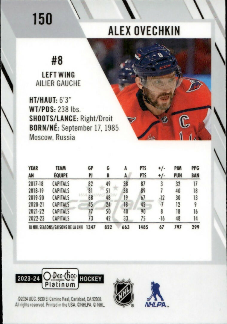 2023-24 Upper Deck O-Pee Chee Platinum Hockey - Base #150 Alex Ovechkin - Washington Capitals - B