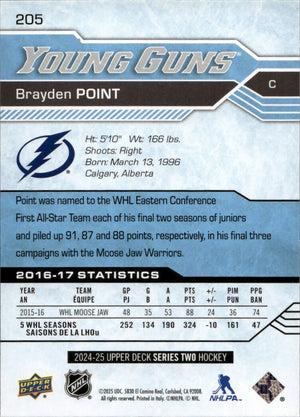 2024-25 Upper Deck Series 2 Hockey - Young Guns Renewed #205 Brayden Point - Tampa Bay Lightning - B