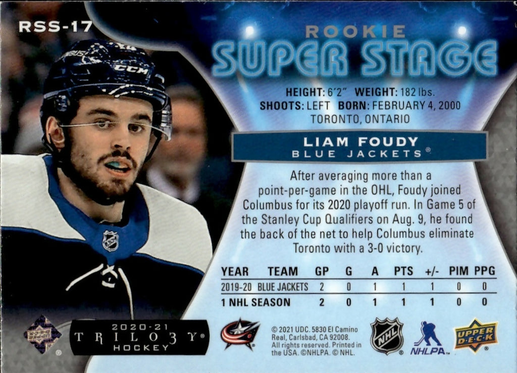 2020-21 Upper Deck Trilogy Hockey - Rookie Super Stage #RSS-17 Liam Foudy - Columbus Blue Jackets - B