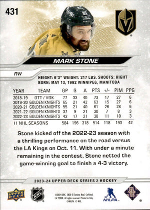 2023-24 Upper Deck Series 2 Hockey - Base #431 Mark Stone - Vegas Golden Knights