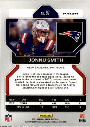 2021 Panini Prizm Football Base - Red White And Blue Prizm #97 Jonnu Smith New England Patriots - B