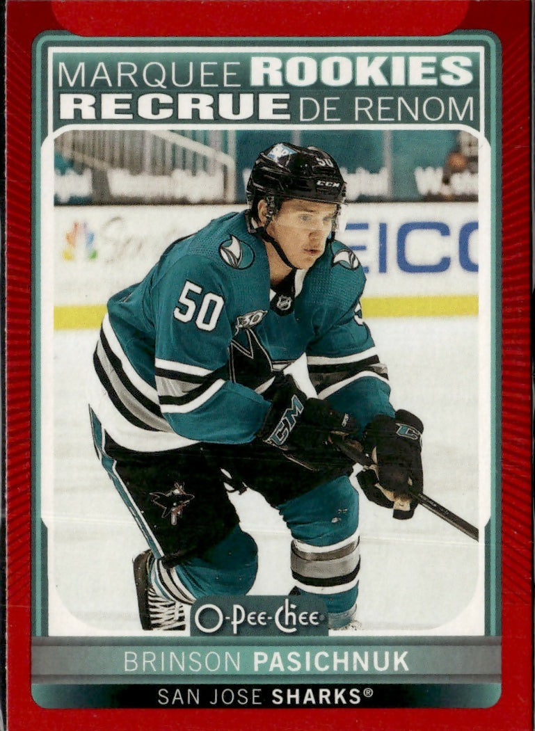2021-22 O-Pee-Chee Base - Marquee Rookie - Red Border #649 Brinson Pasichnuk San Jose Sharks