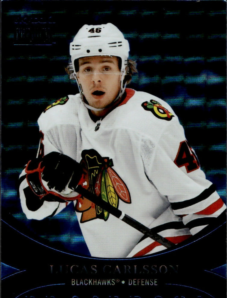 2020-21 Upper Deck Skybox Metal Universe - Premium Prospects - Star Sapphires #PP-31 Lucas Carlsson - Chicago Blackhawks - A