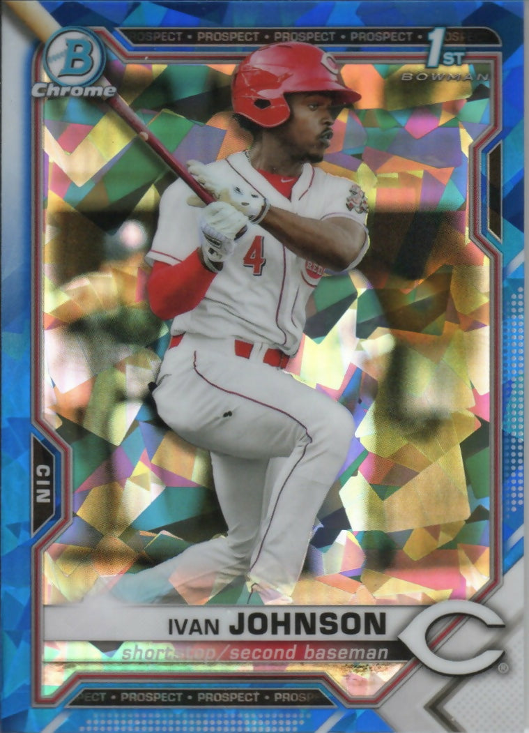 2021 Bowman Baseball - Chrome Prospects - Blue Refractor #BCP-149 Ivan Johnson - Cincinnato Reds - A