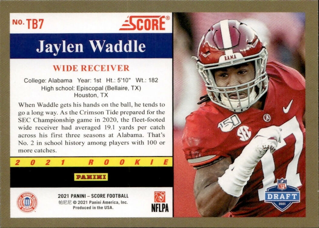 2021 Score 1991 Throwback Purple #TB7 Jaylen Waddle Alabama Crimson Tide